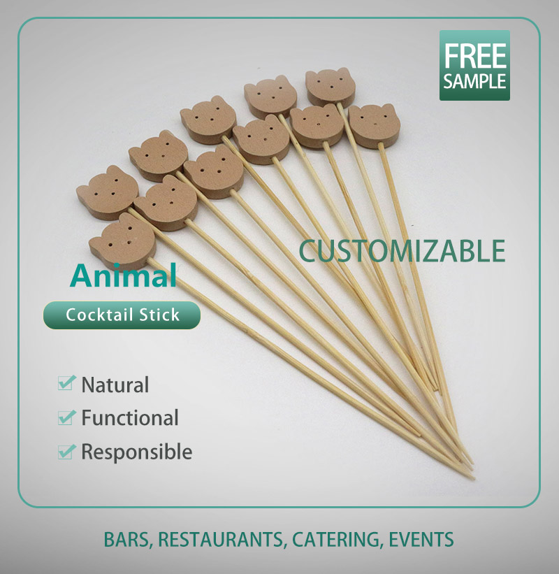 130mm Bamboo Cocktail Stick/ animal
